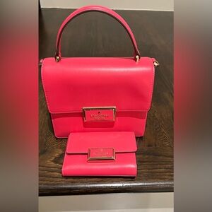 Kate Spade Reegan Leather Top Handle Satchel Crossbody Purse Handbag + Wallet